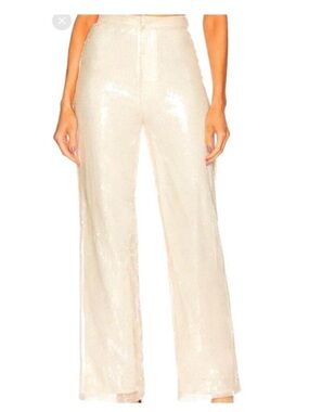 House of Harlow 1960 Cream Wide-Leg Sequin Pants